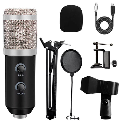 USB Microphone with Arm E20 Condenser Computer Mic Stand with Ring Light Studio Kit for Gaming Youtube Video Record 2021 Upgrade